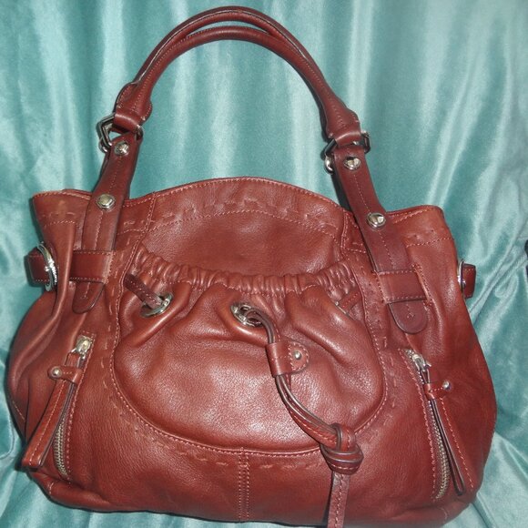 Brown Leather B. Makowsky Shoulder Bag - Picture 1 of 6